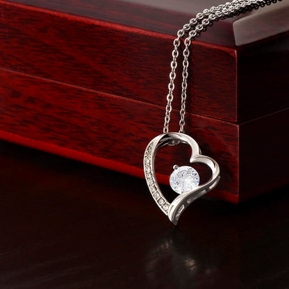 Forever Yours: Valentine's Forever Love Necklace in 14K White Gold Finish