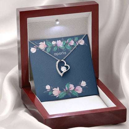 Forever Love Necklace 14k White Gold Finish Features a Stunning 6.5mm CZ Crystal