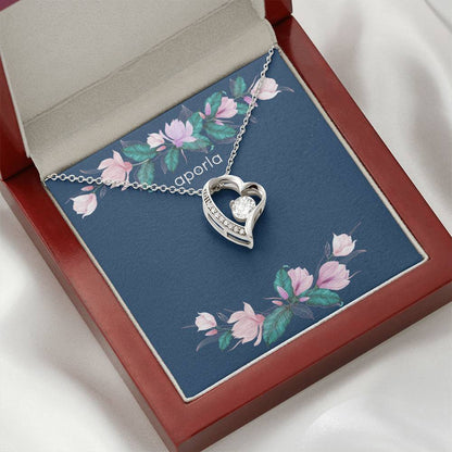 Forever Love Necklace 14k White Gold Finish Features a Stunning 6.5mm CZ Crystal