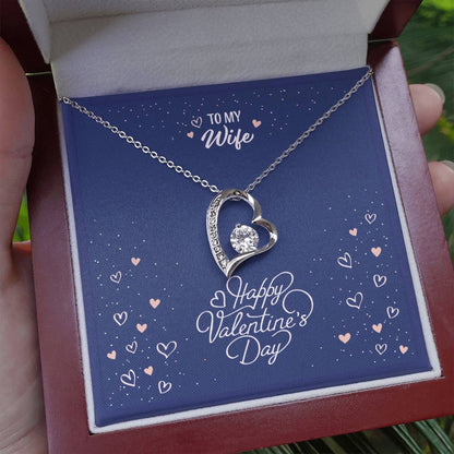 Forever Yours: Valentine's Forever Love Necklace in 14K White Gold Finish