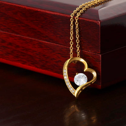 Forever Love Necklace in 18k Yellow Gold Finish with Sparkling CZ Heart Pendant - To My Wife for Valentine's Day