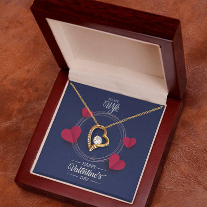 Forever Love Necklace in 18k Yellow Gold Finish with Sparkling CZ Heart Pendant - To My Wife for Valentine's Day