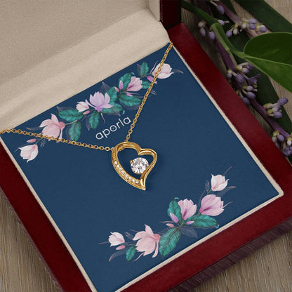 Forever Love Necklace Dazzling Features CZ Crystal in 18k Yellow Gold Finish