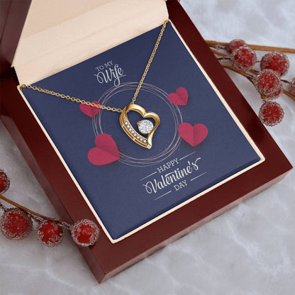 Forever Love Necklace in 18k Yellow Gold Finish with Sparkling CZ Heart Pendant - To My Wife for Valentine's Day