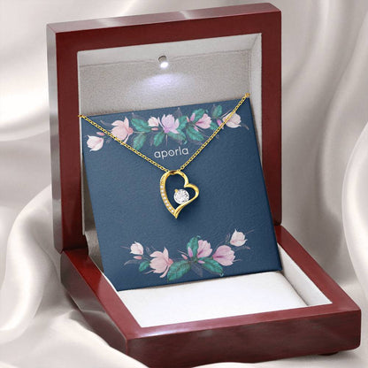 Forever Love Necklace Dazzling Features CZ Crystal in 18k Yellow Gold Finish