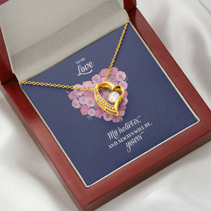 18k Yellow Gold Finish Forever Love Necklace with CZ Heart Pendant - Personalized