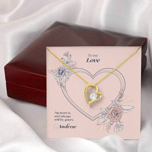 Dazzling 18k Yellow Gold Finish Personalized Forever Love Necklace