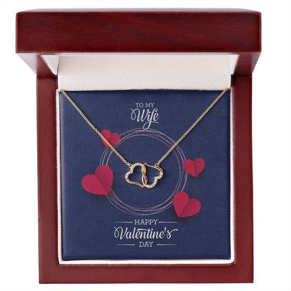 10k Gold Everlasting Love Necklace - Personalized Dual Heart Design with Pave Diamonds