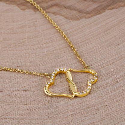 Everlasting Love 10K Yellow Gold Heart Necklace with 18 Diamonds