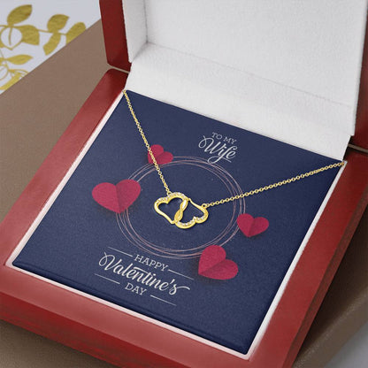 10k Gold Everlasting Love Necklace - Personalized Dual Heart Design with Pave Diamonds