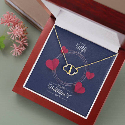 10k Gold Everlasting Love Necklace - Personalized Dual Heart Design with Pave Diamonds