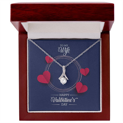 Elegant Ribbon Pendant Necklace in 14k White Gold Finish Alluring Beauty Necklace - To My Wife for Valentines Day