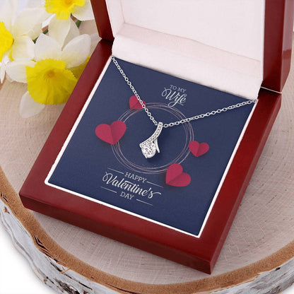 Elegant Ribbon Pendant Necklace in 14k White Gold Finish Alluring Beauty Necklace - To My Wife for Valentines Day