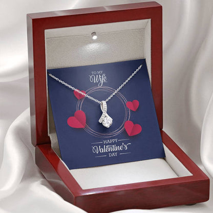 Elegant Ribbon Pendant Necklace in 14k White Gold Finish Alluring Beauty Necklace - To My Wife for Valentines Day