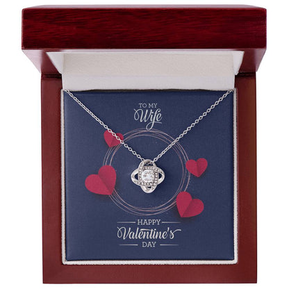 Eternal Bond Love Knot Necklace in 14k White Gold with Premium CZ - To My Wife for Valentine's Day