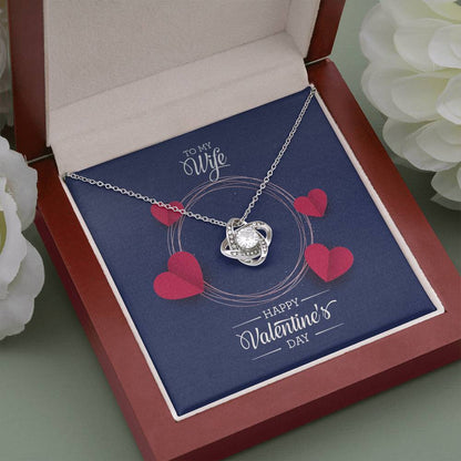 Eternal Bond Love Knot Necklace in 14k White Gold with Premium CZ - To My Wife for Valentine's Day