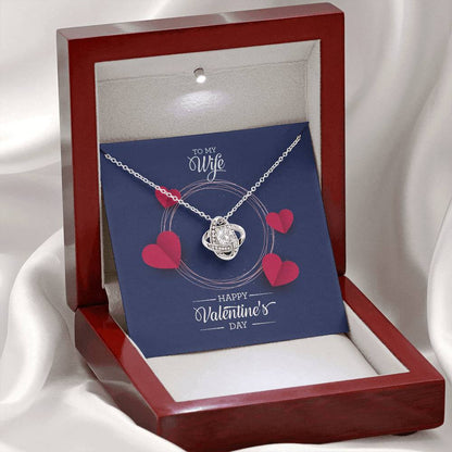 Eternal Bond Love Knot Necklace in 14k White Gold with Premium CZ - To My Wife for Valentine's Day