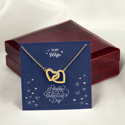 Personalizable Interlocking Heart Necklace CZ Pendant in Yellow Gold Finish for Valentine's Day