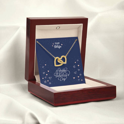 Personalizable Interlocking Heart Necklace CZ Pendant in Yellow Gold Finish for Valentine's Day