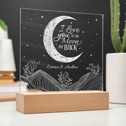 I Love You To The Moon & Back Personalizable LED Light Up Plaque