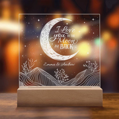 I Love You To The Moon & Back Personalizable LED Light Up Plaque