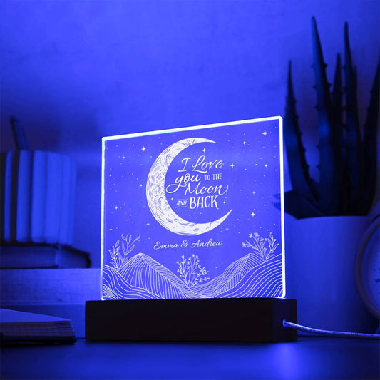 I Love You To The Moon & Back Personalizable LED Light Up Plaque