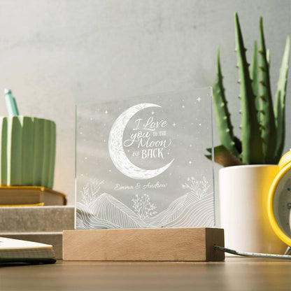 I Love You To The Moon & Back Personalizable LED Light Up Plaque