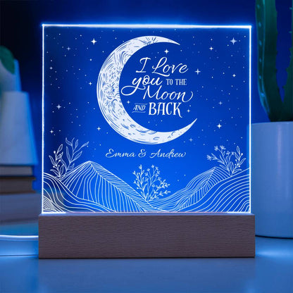 I Love You To The Moon & Back Personalizable LED Light Up Plaque