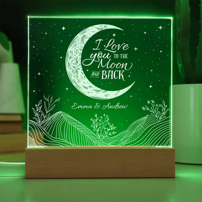 I Love You To The Moon & Back Personalizable LED Light Up Plaque