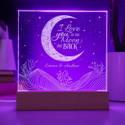 I Love You To The Moon & Back Personalizable LED Light Up Plaque