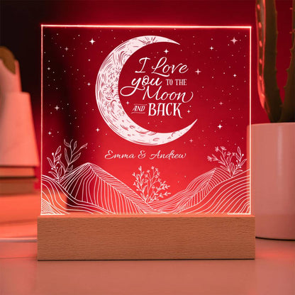 I Love You To The Moon & Back Personalizable LED Light Up Plaque