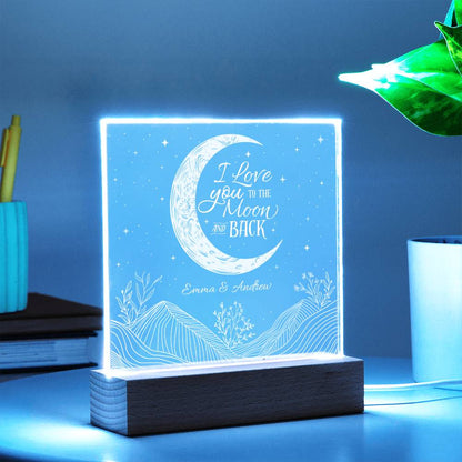 I Love You To The Moon & Back Personalizable LED Light Up Plaque