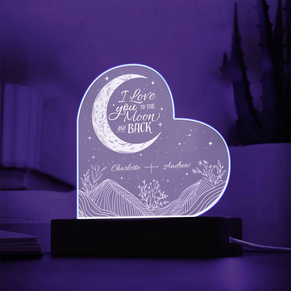 To The Moon & Back - Personalized LED Heart Plaque