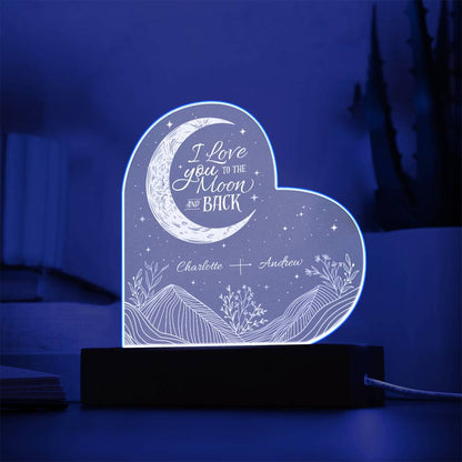 I Love You To The Moon & Back Personalizable LED Light Up Heart