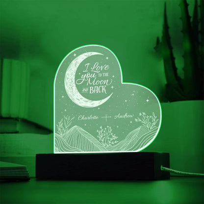 I Love You To The Moon & Back Personalizable LED Light Up Heart