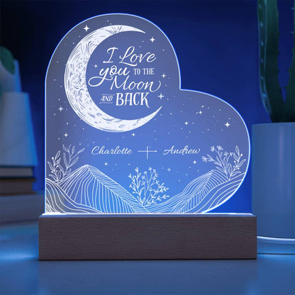 I Love You To The Moon & Back Personalizable LED Light Up Heart