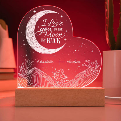 I Love You To The Moon & Back Personalizable LED Light Up Heart