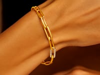 14k Yellow Gold Paperclip Chain Bracelet with Diamond Link (6.00 mm)