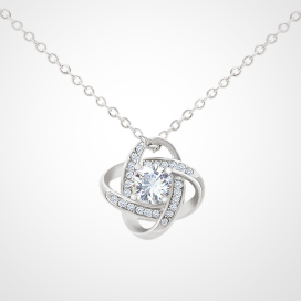 Cherished Love Knot Necklace: Symbolize Eternal Bonds in Stunning 14k White Gold Finish