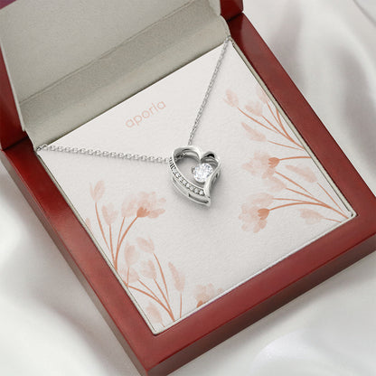 Forever Love Necklace: Sparkling Heart Pendant in 14K White Gold Finish