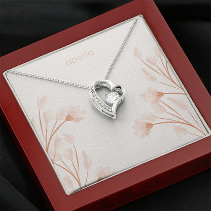 Forever Love Necklace: Sparkling Heart Pendant in 14K White Gold Finish