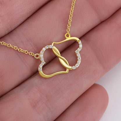 Everlasting Love Necklace: 10K Solid Real Gold Hearts with Diamonds in Luxurious Keepsake Box