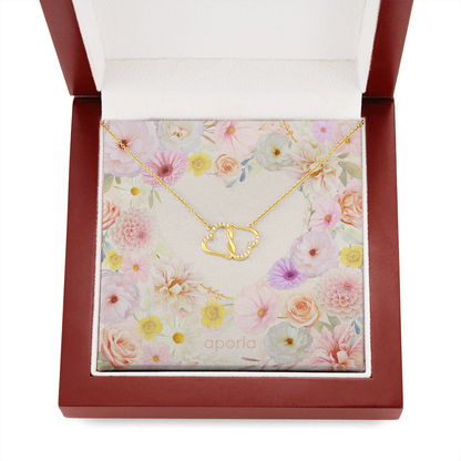 Everlasting Love Necklace: 10K Solid Real Gold Hearts with Diamonds in Luxurious Keepsake Box