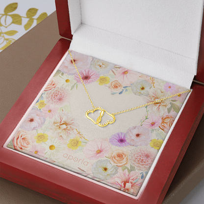 Everlasting Love Necklace: 10K Solid Real Gold Hearts with Diamonds in Luxurious Keepsake Box