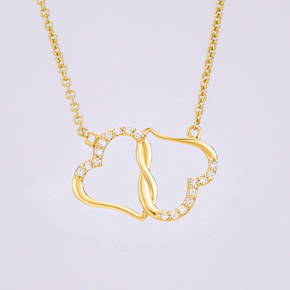 Everlasting Love Necklace: 10K Solid Real Gold Hearts with Diamonds in Luxurious Keepsake Box