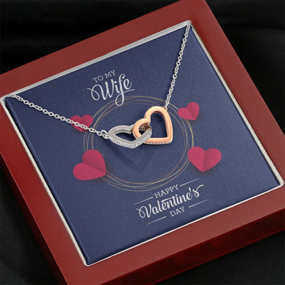 Valentine Wife Interlocking Hearts with Rose Gold Necklace