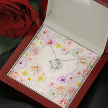 Cherished Love Knot Necklace: Symbolize Eternal Bonds in Stunning 14k White Gold Finish